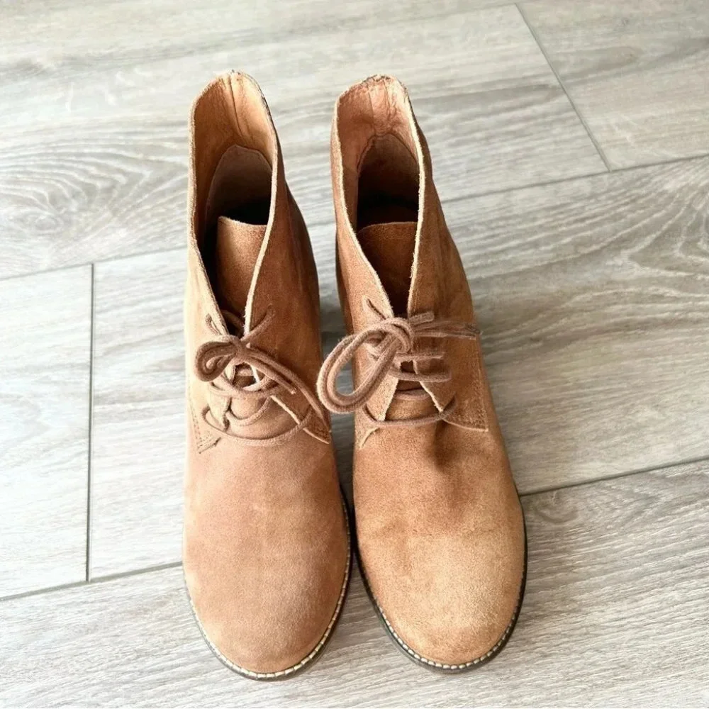 Locale Tan Suede Leather Lace Up Ankle Boots Made in Portugal